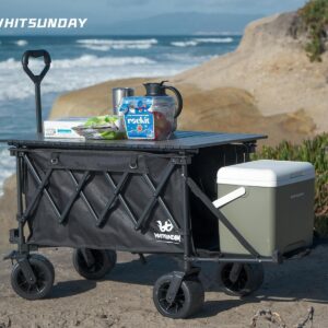 Collapsible Wagon Heavy Duty Wagons with Tailgate & Table & All-Terrain Wheels