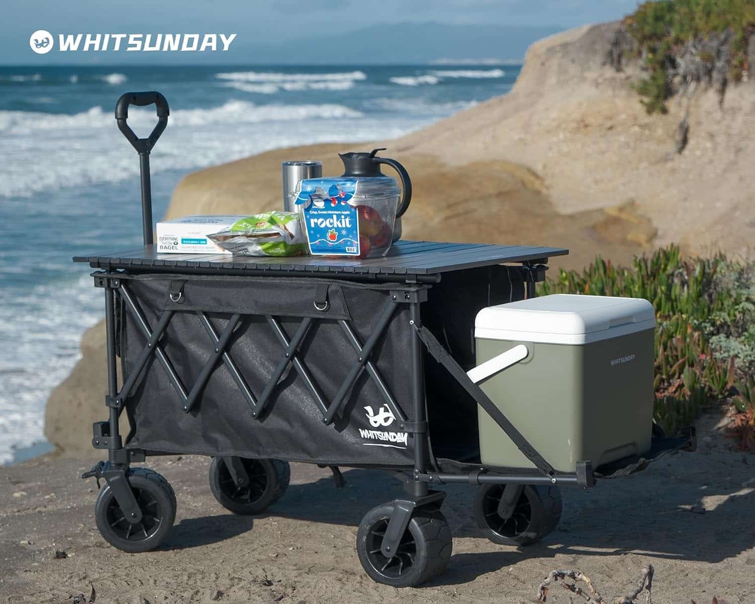 Collapsible Wagon Heavy Duty Wagons with Tailgate & Table & All-Terrain Wheels
