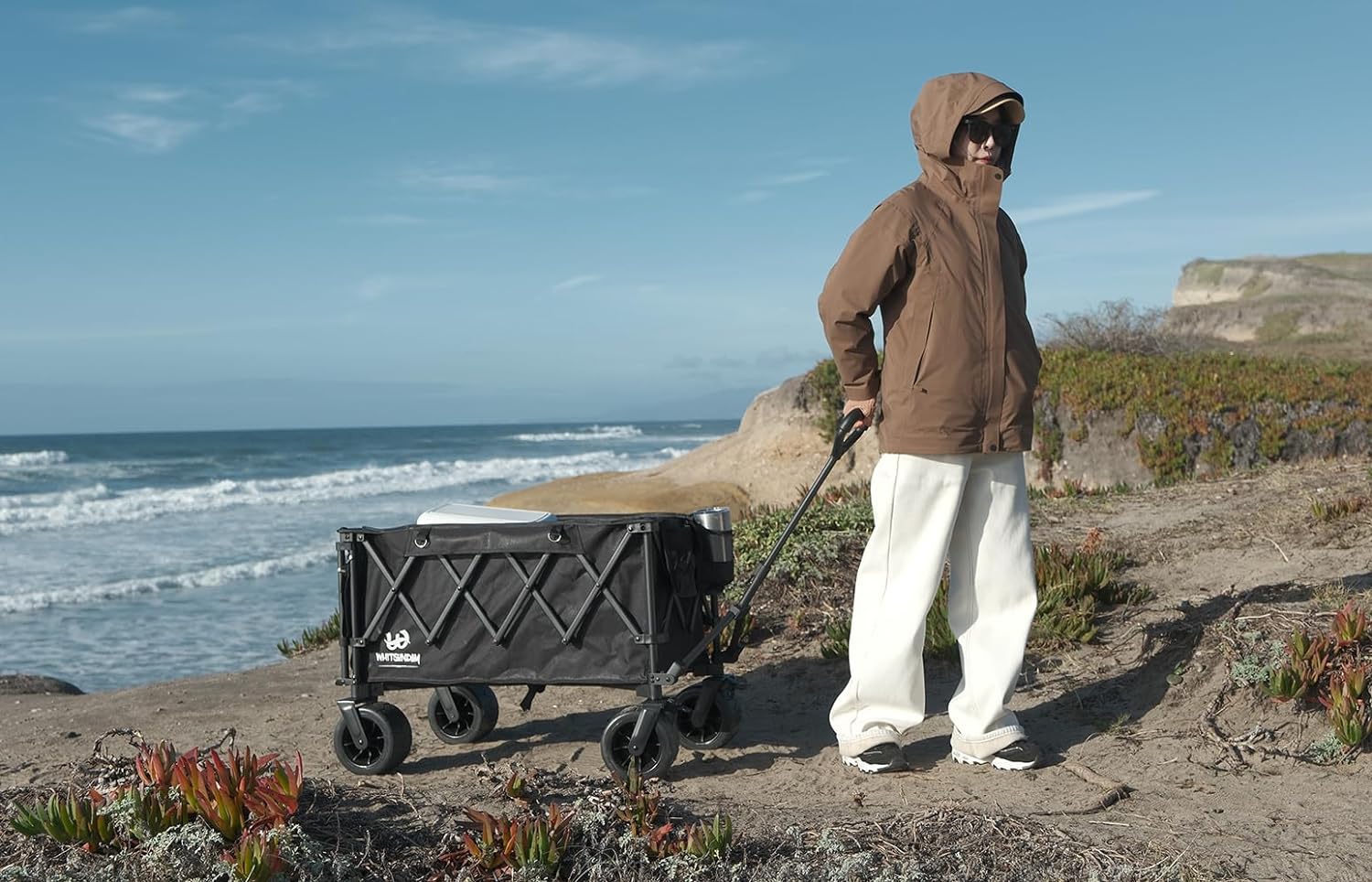 Collapsible Wagon Heavy Duty Wagons with Tailgate & Table & All-Terrain Wheels