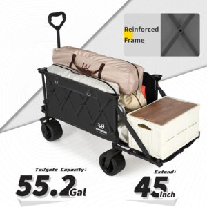 Collapsible Wagon Heavy Duty Wagons with Tailgate & Table & All-Terrain Wheels