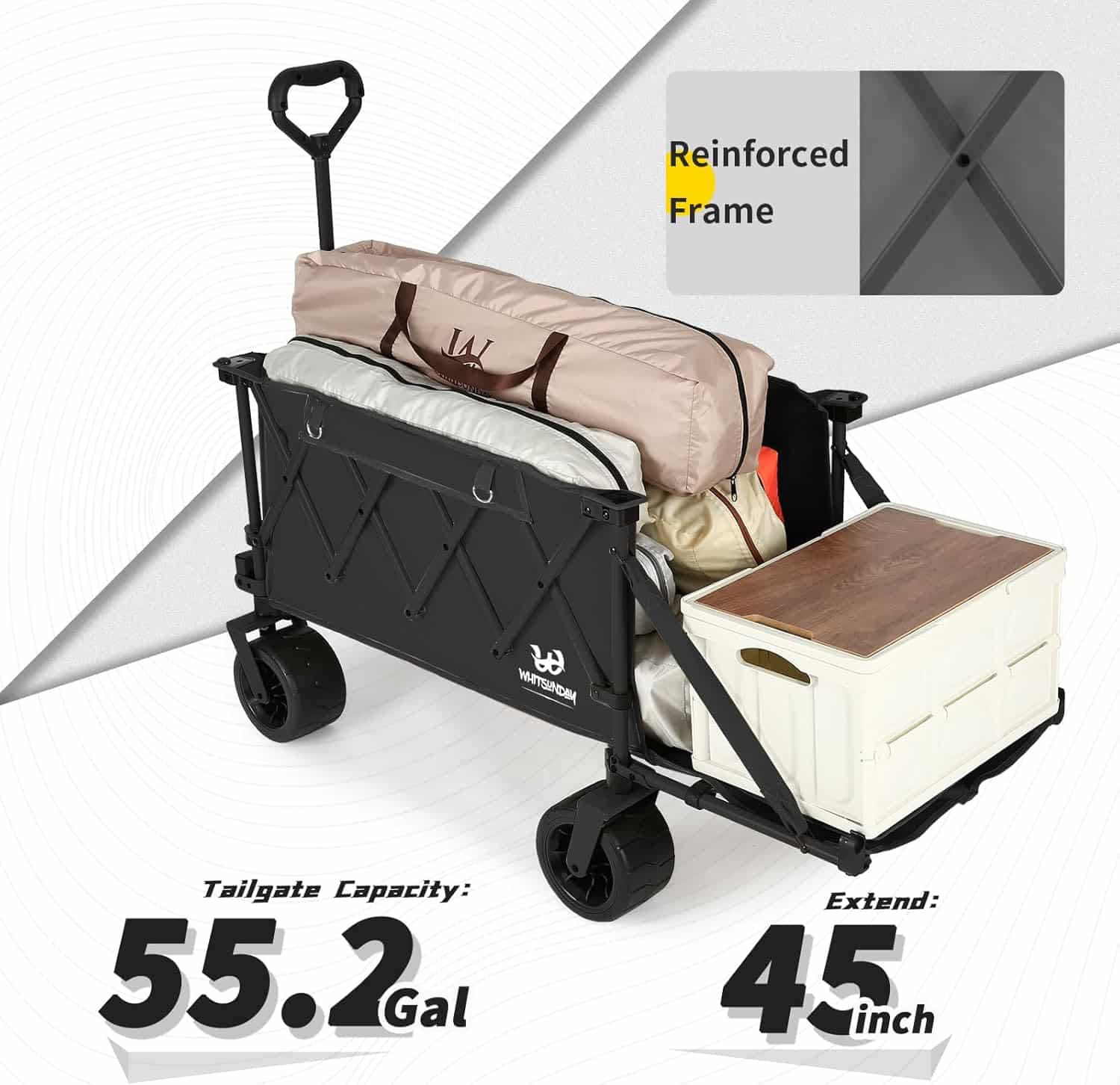 Collapsible Wagon Heavy Duty Wagons with Tailgate & Table & All-Terrain Wheels