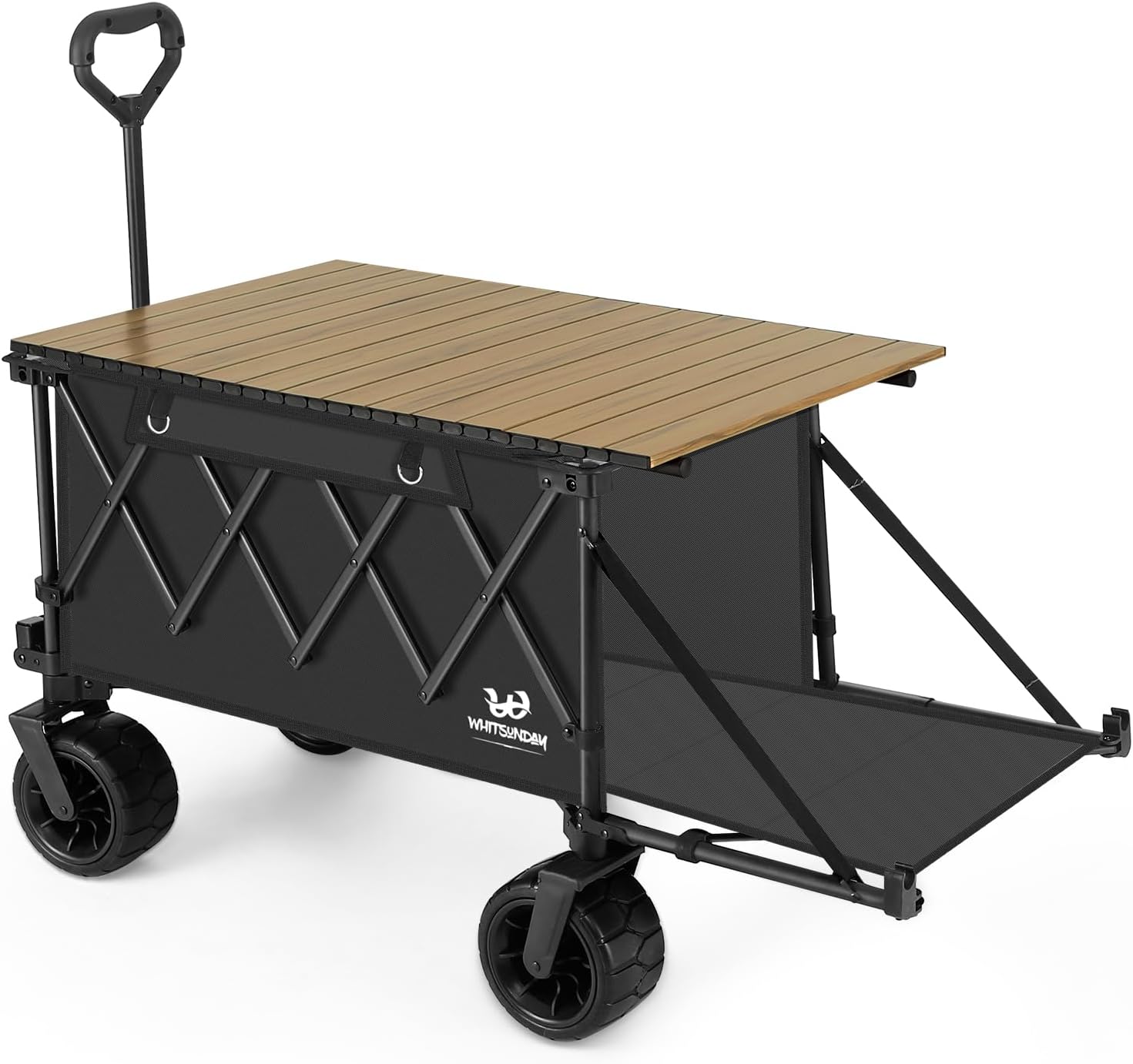 Collapsible Wagon Heavy Duty Wagons with Tailgate & Table & All-Terrain Wheels