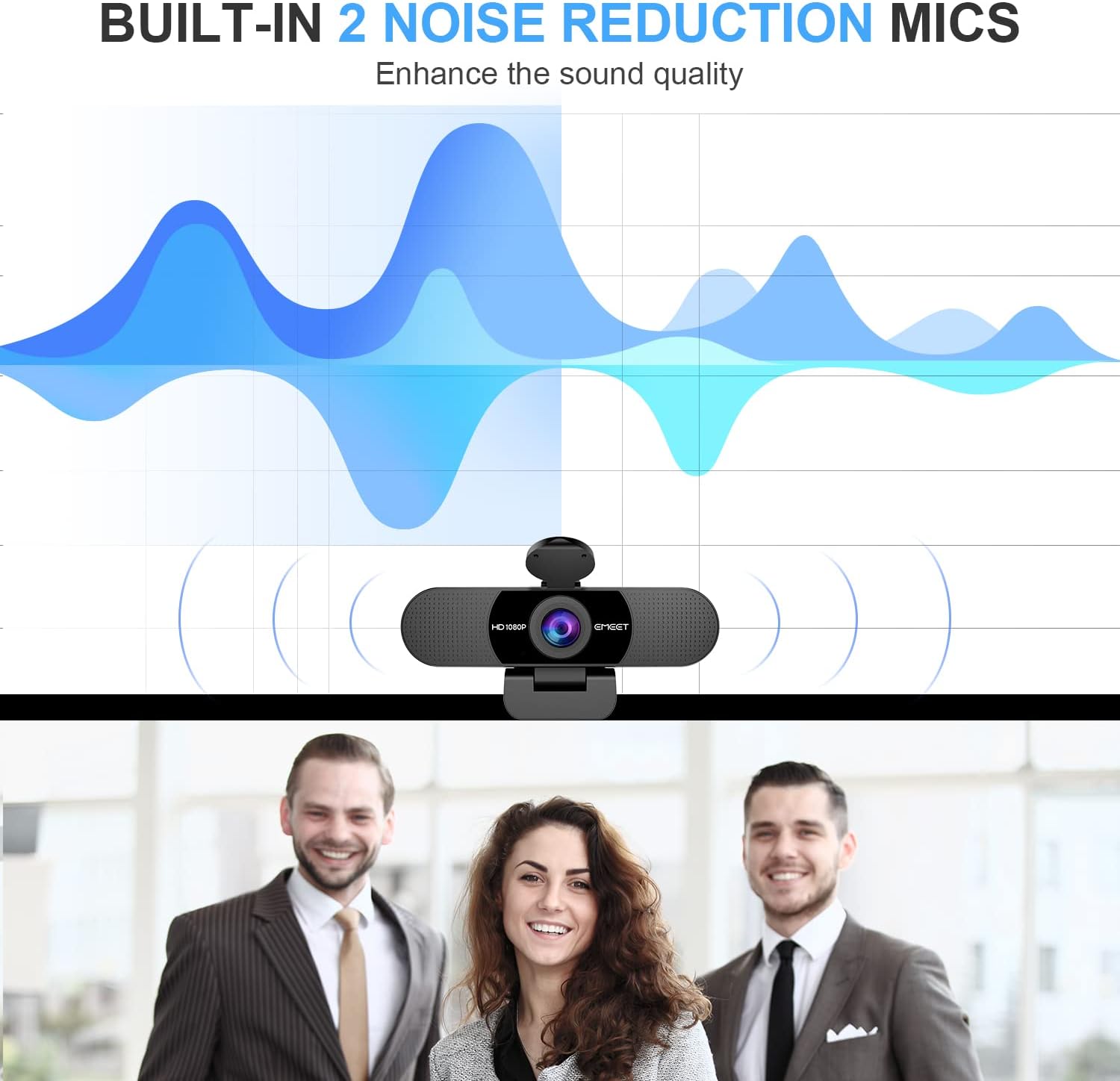 EMEET 1080P Webcam with Microphone, C960 Web Camera